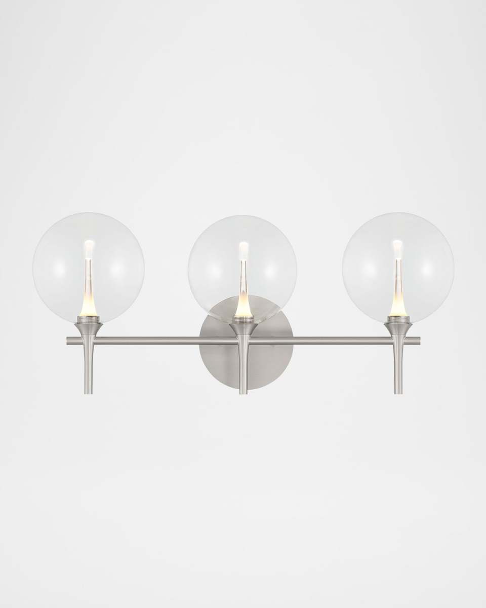 Lissa 24" 3-Light LED Vanity Light, Nickel/Clear